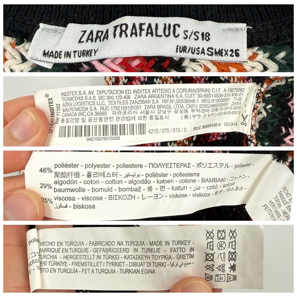 Zara Trafaluc Multicolor Striped Knit Fringe Hem Tank Top in Multi/Black | Small - Picture 5 of 5